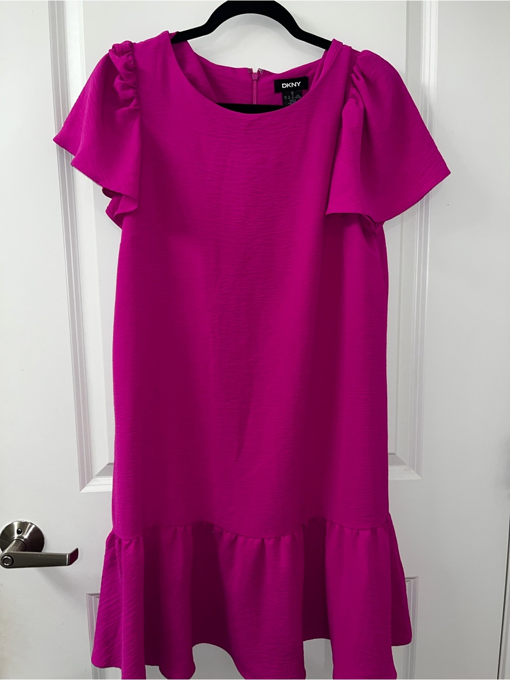 DKNY Fuchsia Flutter-Sleeve Mini Dress
